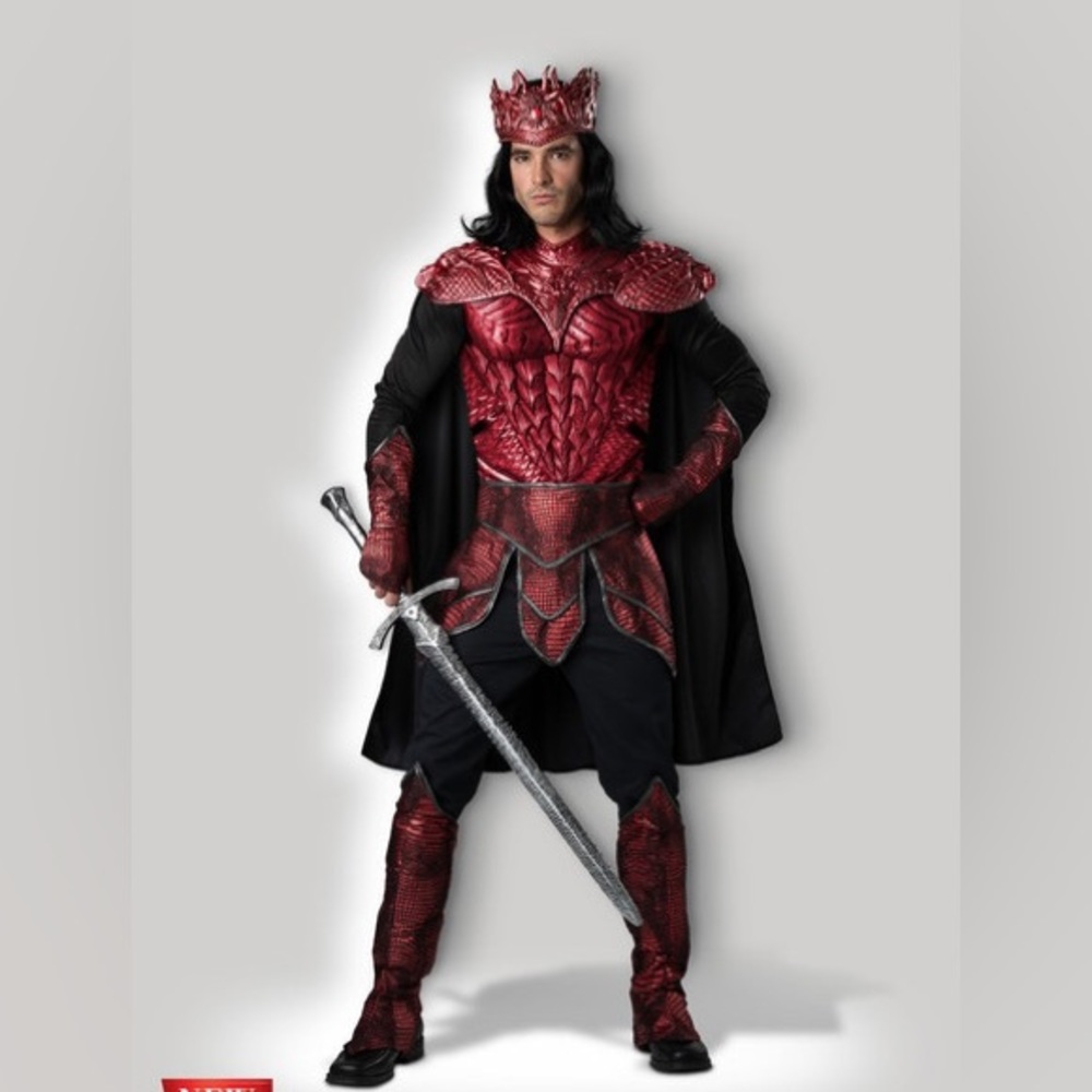 Dragon Warrior King Costume Men’s Halloween New in Package L Large Cosplay Crown